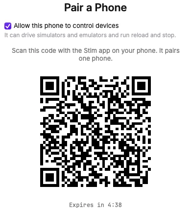 The Pair a Phone sheet with a QR code to scan with the phone app